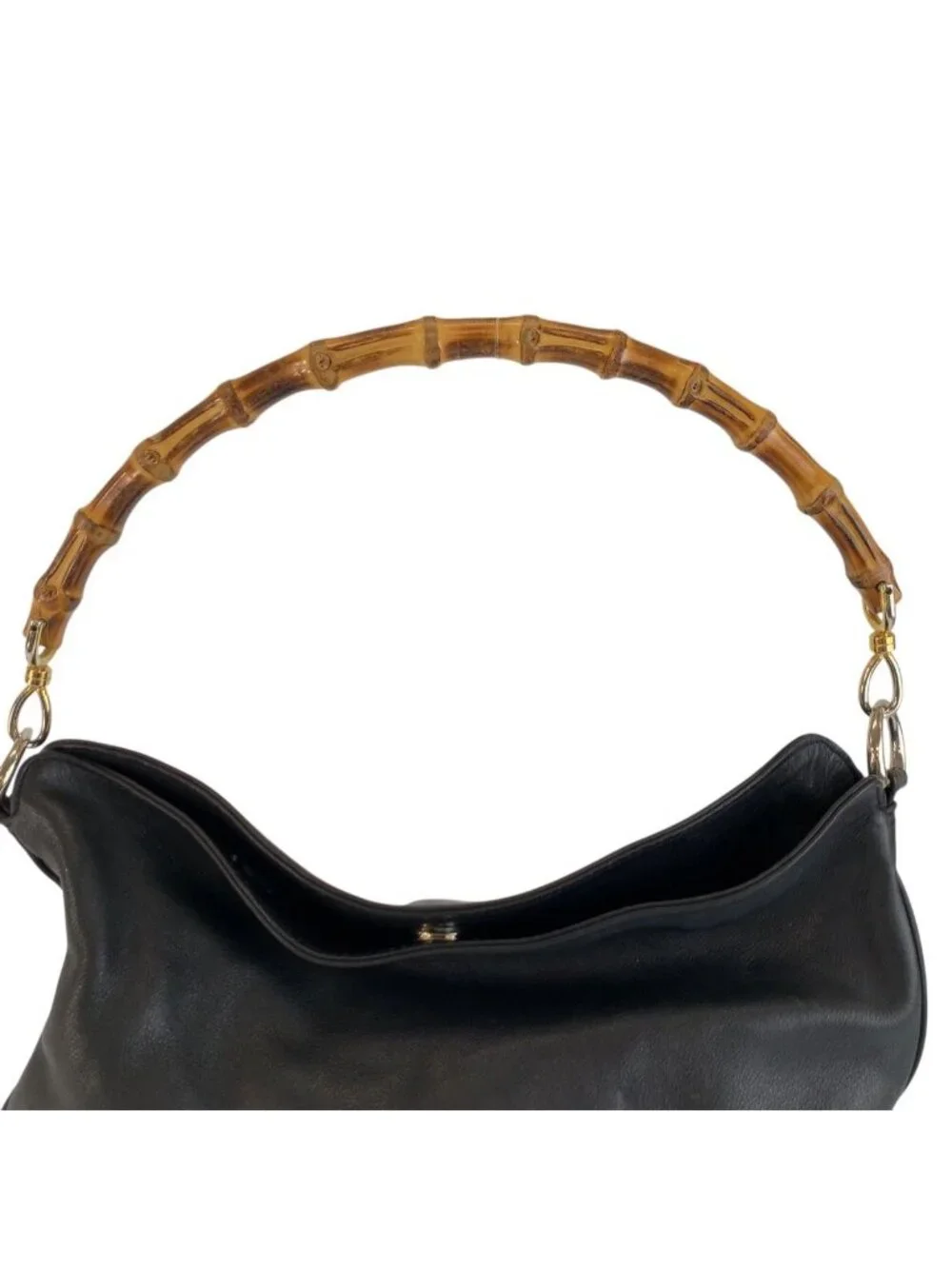 Gucci Bamboo Black Leather 001 5 Shoulder Bag - Picture 8 of 9
